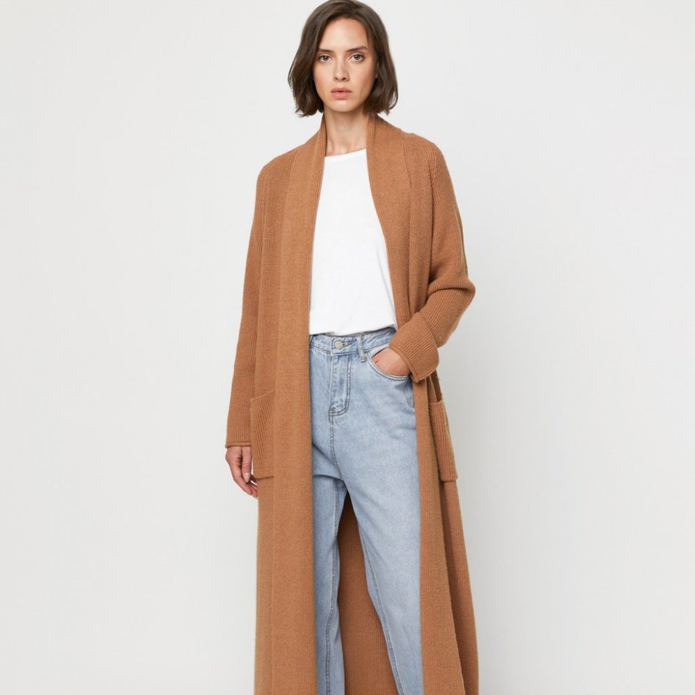 Oak + Fort Long Camel Cardigan